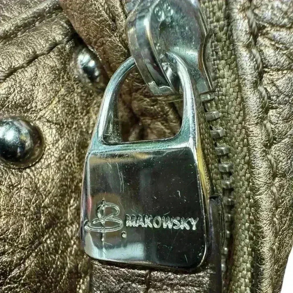 B Macowski Copper Pebble Leather Fringe Studded adjustable Crossbody Boho Bag - Picture 4 of 13